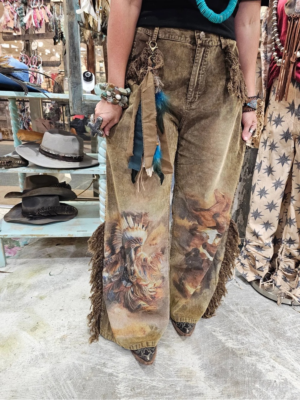 A Rare Bird Warrior Cord size Small Bohemian Brown Wide-Leg Oversized Jeans